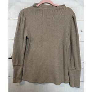 Soft Surroundings Top S Waffled Beige Gold Long Sleeves Everyday Wear Comfy FIt